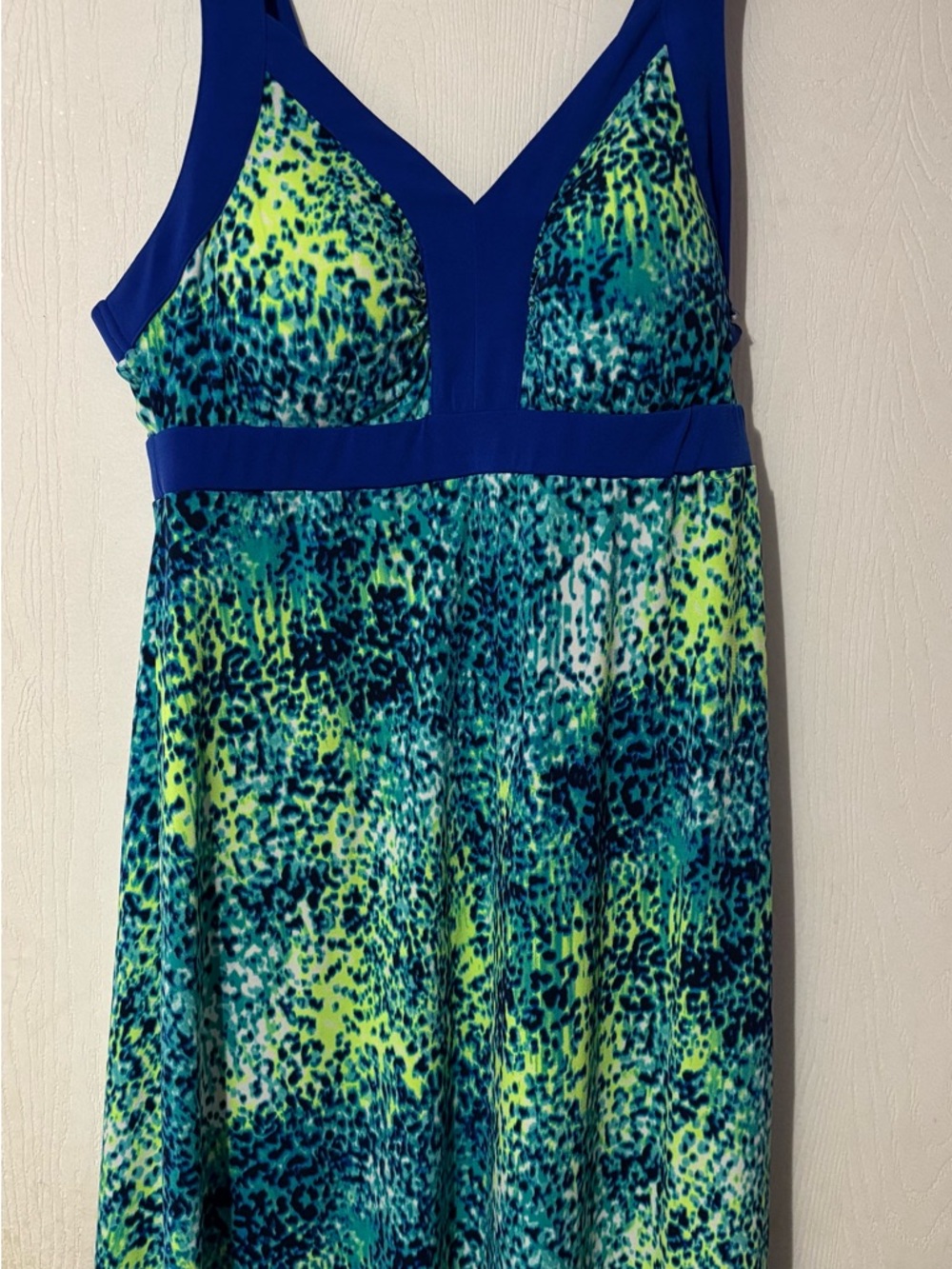 tek gear Blue Dress with Lime Animal Print Accent